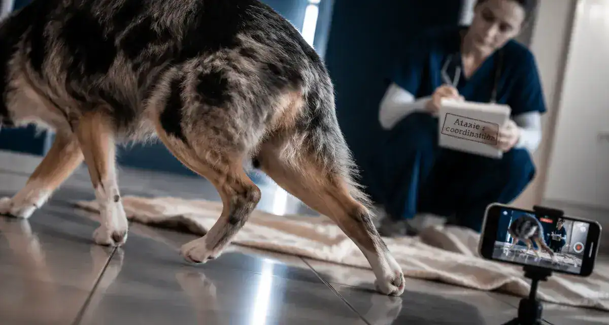 Ataxie chez un ataxique chien : démarche instable