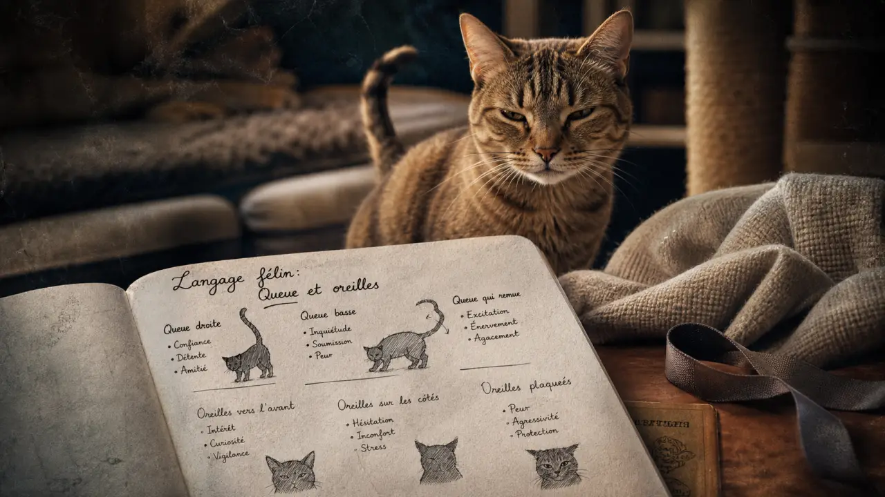 Chat et comportement : chat qui vous suit, yeux et queue, nuit