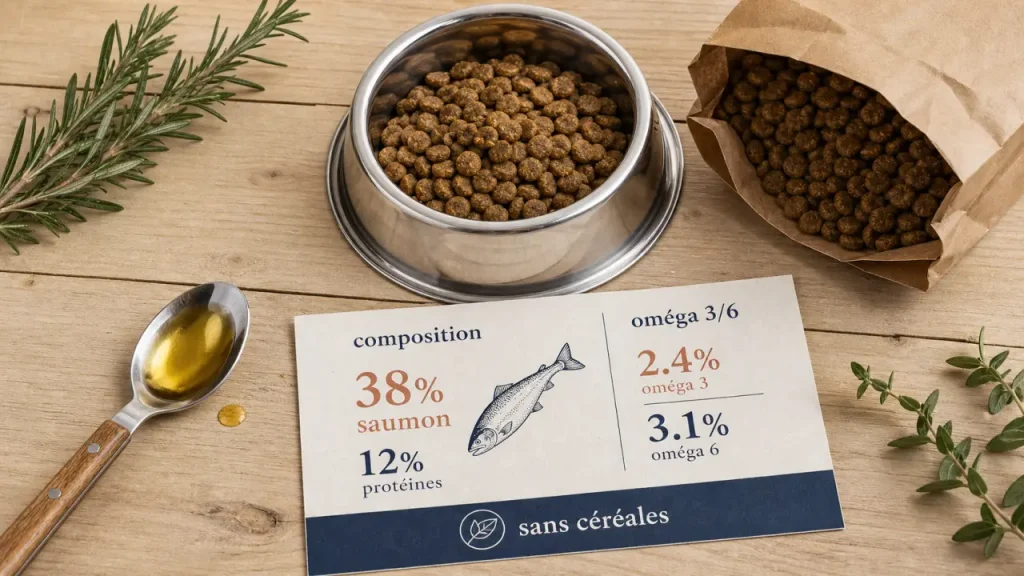 Croquettes au saumon pour chien : peau, digestion et prix au kilo pour bien choisir