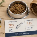 Croquettes saumon chien : peau et digestion, prix au kilo