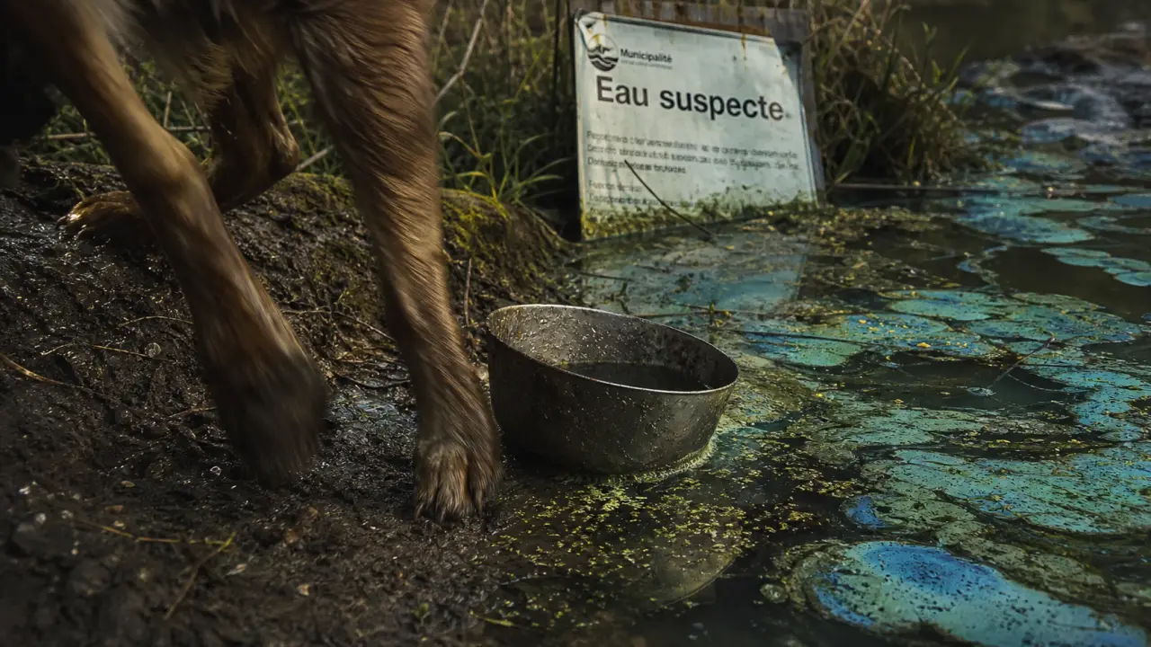 Cyanobactéries chien : eau suspecte et risques mortels