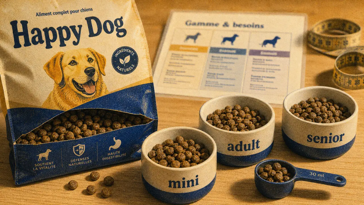 Happy dog croquettes chien : gammes par âge et taille