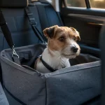 Siège auto pour chien en voiture : fixation ceinture et Isofix pour sécurité