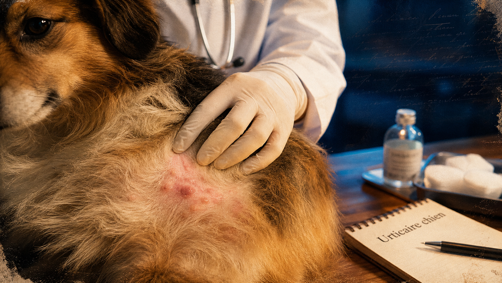Urticaire du chien : plaques et gonflements visibles