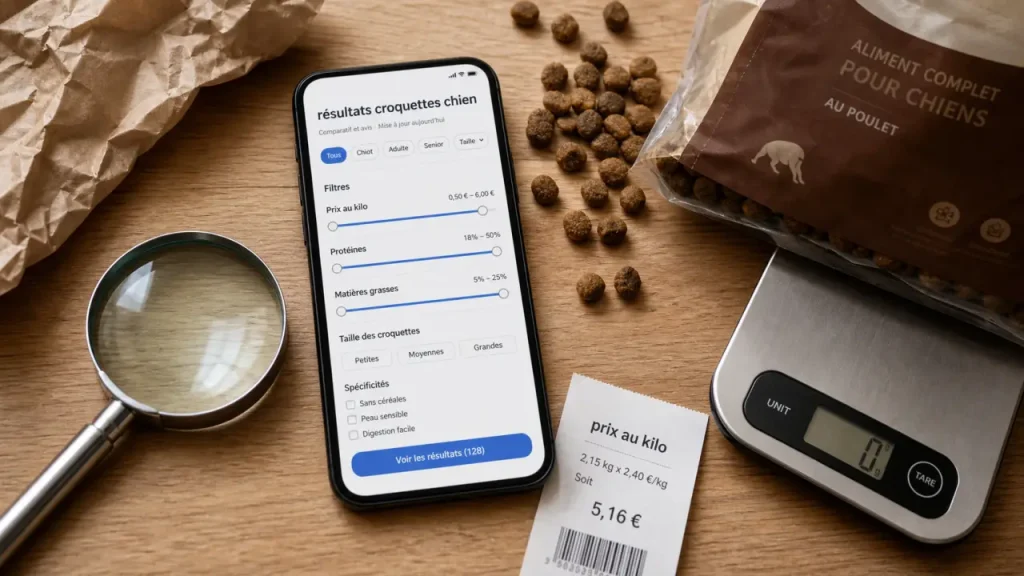 Amazon croquettes chien : filtrer la page de résultats avant d’acheter