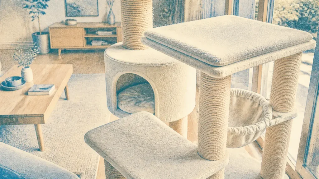 Arbre à chat blanc : le bon compromis entre décoration claire, griffoirs et plateformes