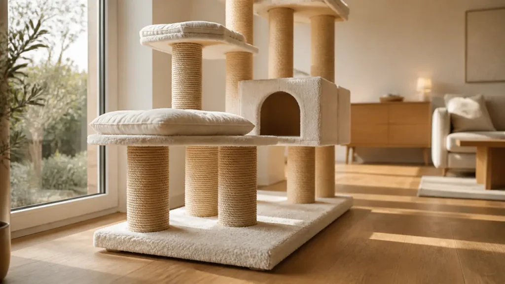 Arbre à chat grand : base lourde, plateformes larges et stabilité réelle