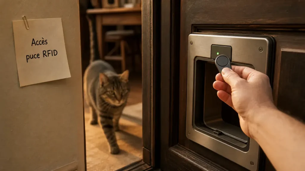 Chatière électronique à puce RFID : compatibilité, 4 positions et pièges à éviter avant l’achat