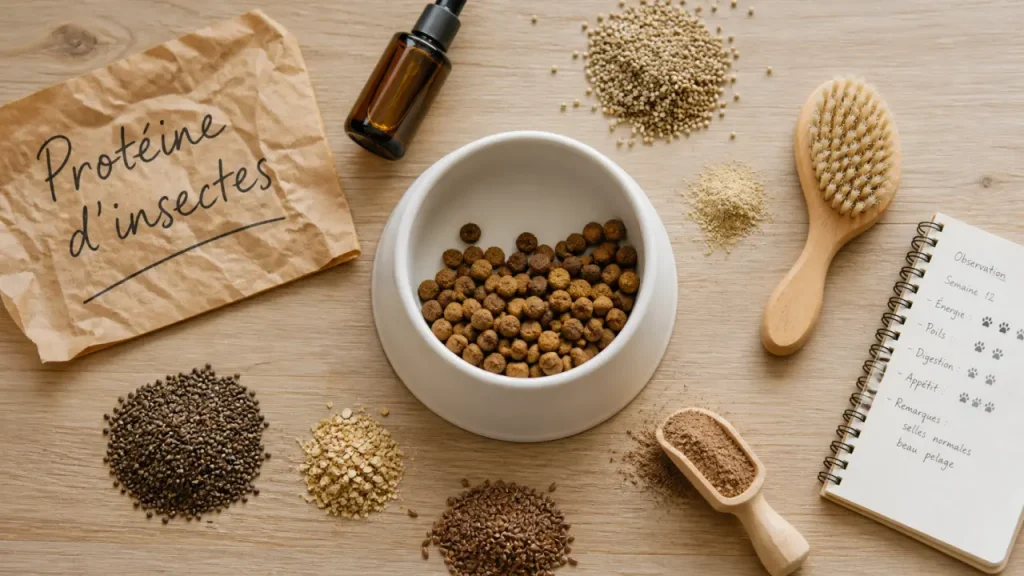 Croquettes Réglo pour chien : la piste aux insectes pour la peau, avec des glucides à surveiller