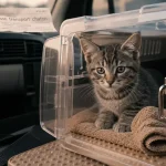 Caisse transport chaton : caisse rigide transparente en voiture