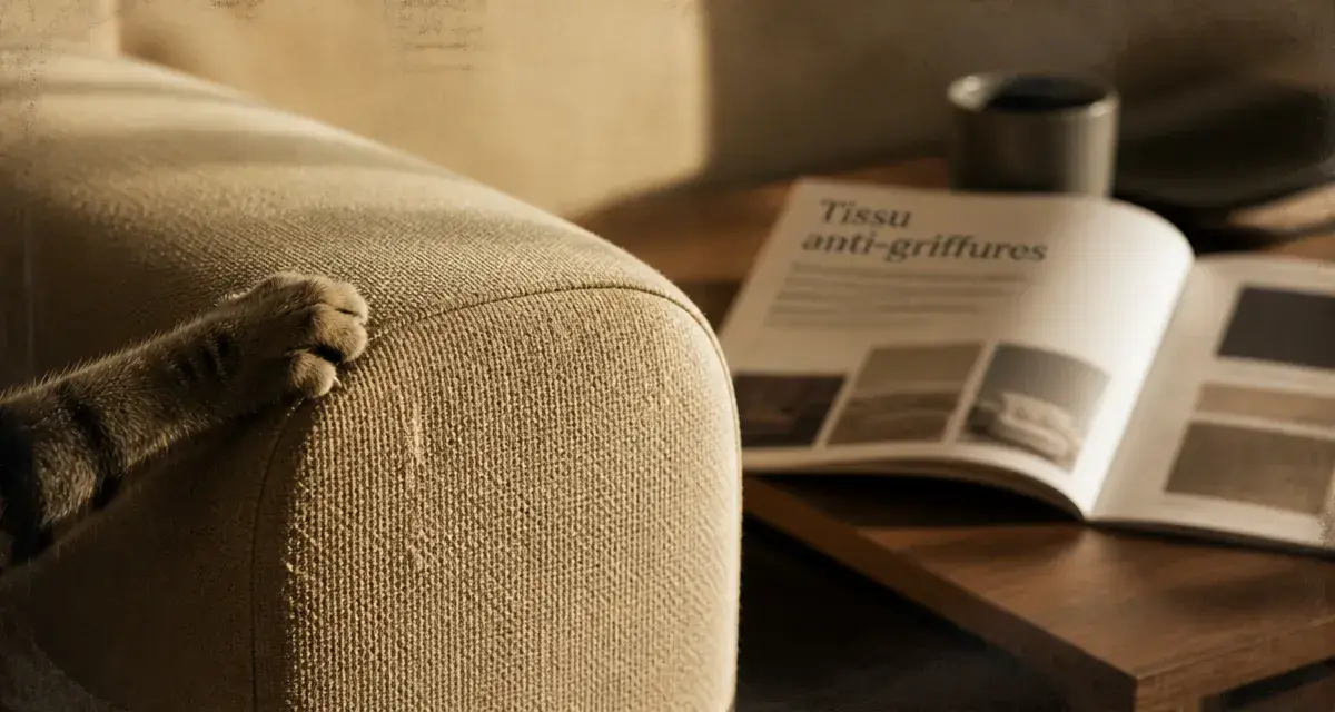 Canapé pour chat : traces de griffes sur tissu microfibre