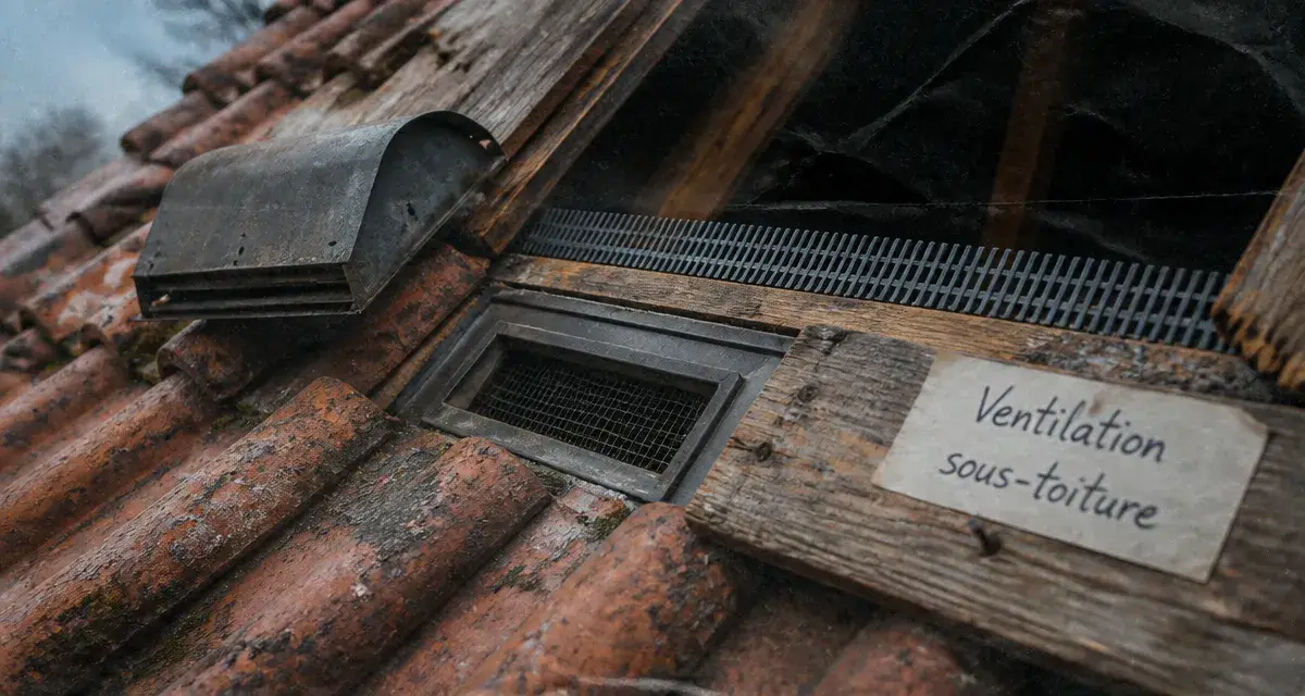 Chatière de toiture entre tuiles, ventilation sous-toiture