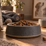Mon chien ne mange plus ses croquettes : gamelle avec croquettes et friandise