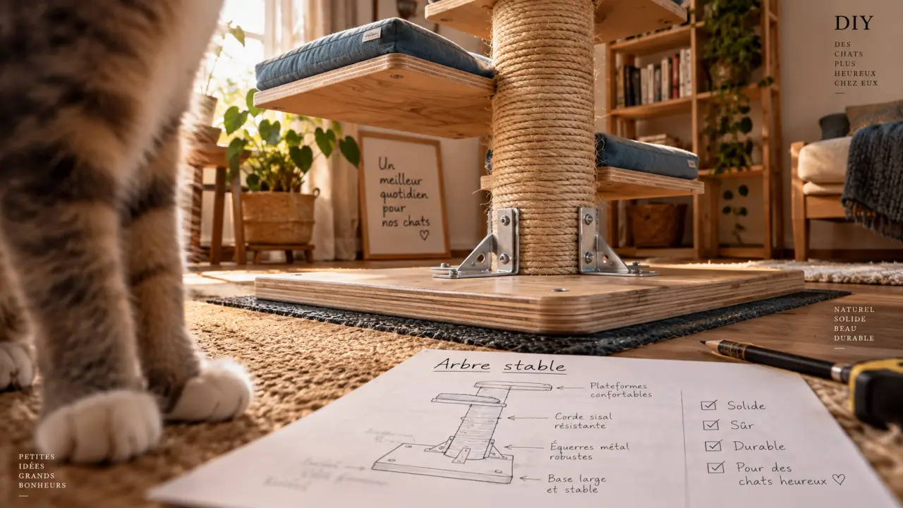 Arbre a chat fait maison stable avec base large anti-bascule