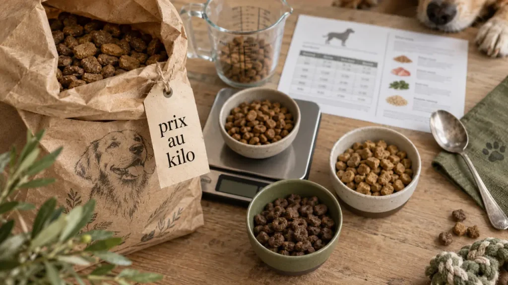 Croquettes chien premium : comparez la composition, la ration et le vrai prix au kilo