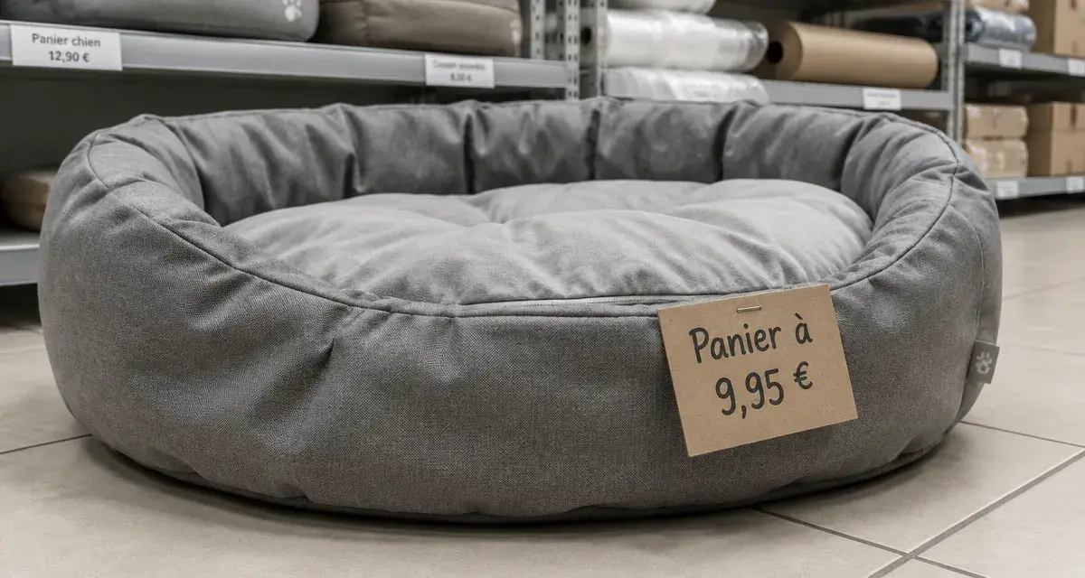 Panier pour chien gifi à 9,95 € sur sol carrelé, coussin amovible